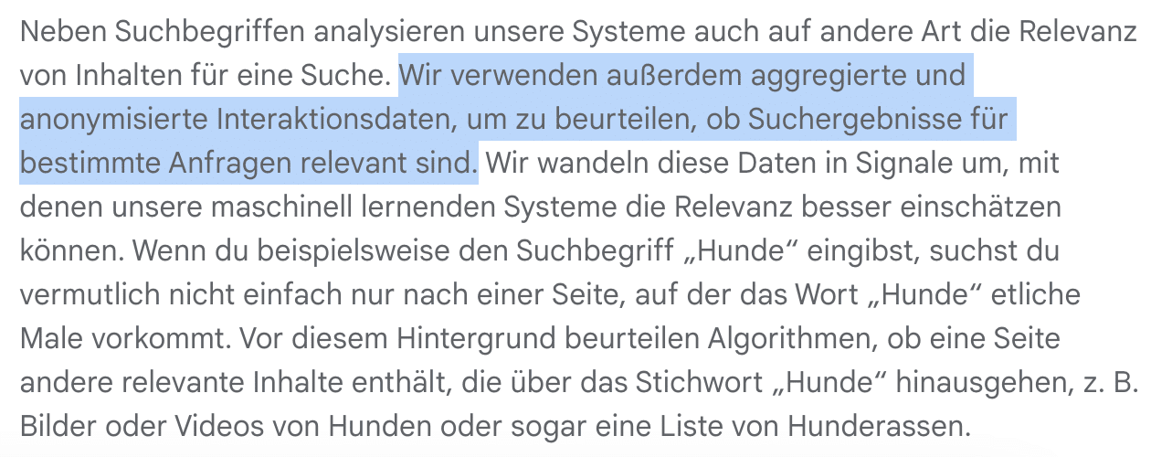 Google How Search Works: Verwendung anonymisierter Interaktionsdaten